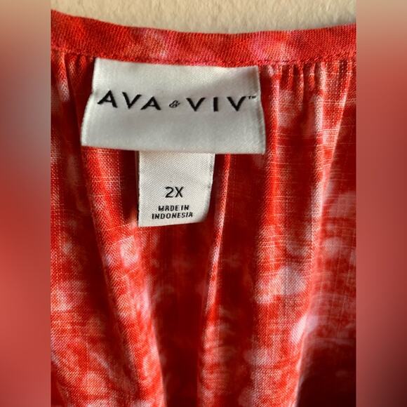 AVA & VIV Plus Ruffle Cap Sleeve Tank Top Blouse Button Down Size 2X - Picture 5 of 9